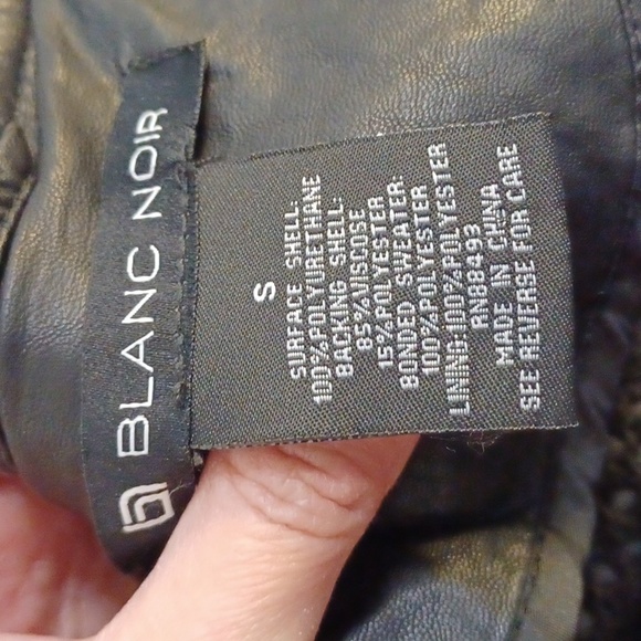 Blanc Noir Textured Faux Leather Jacket in Black - Picture 4 of 12